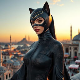 A stunning interpretation of Catwoman dressed in a Turkish style