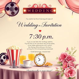 A beautifully designed wedding invitation graphic that highlights the details of a special event at 7:30 p