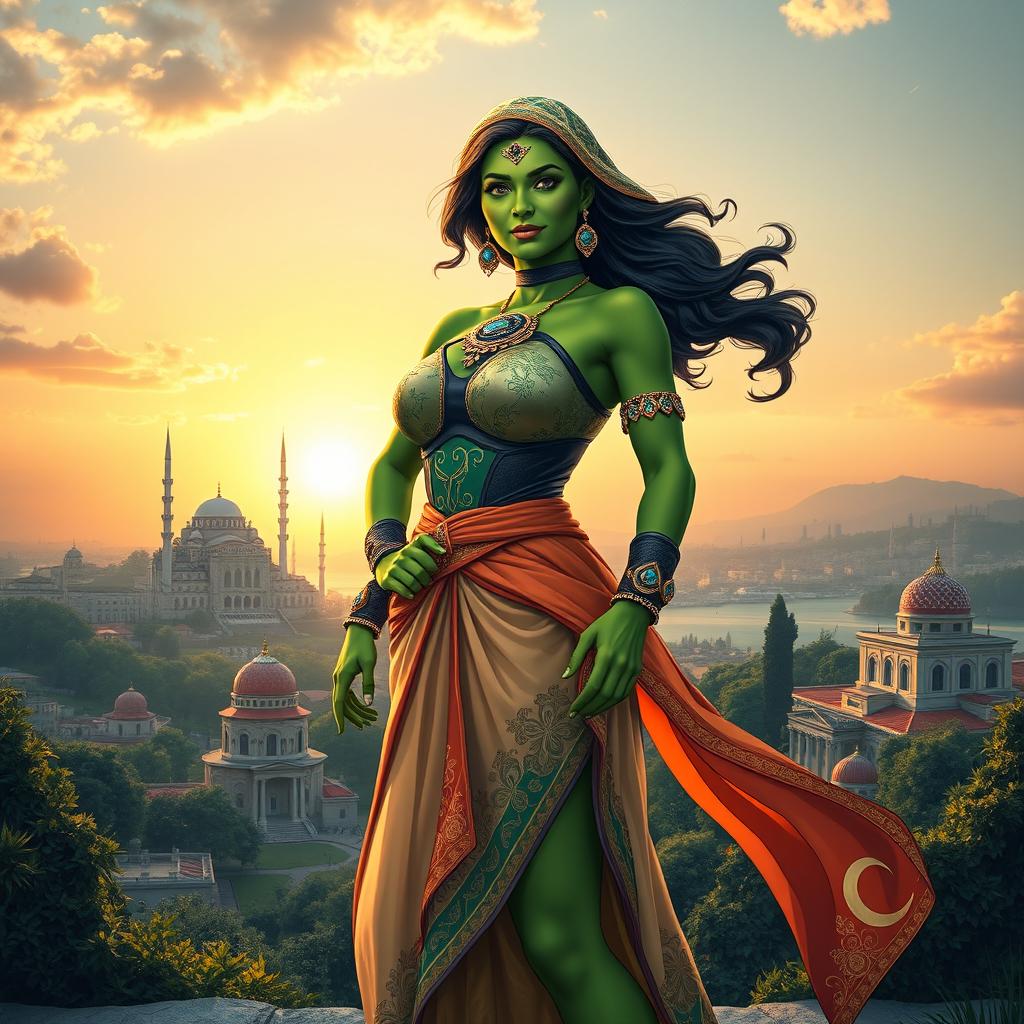 A striking reinterpretation of She-Hulk in a Turkish style