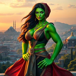 A striking reinterpretation of She-Hulk in a Turkish style