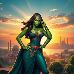 A striking reinterpretation of She-Hulk in a Turkish style