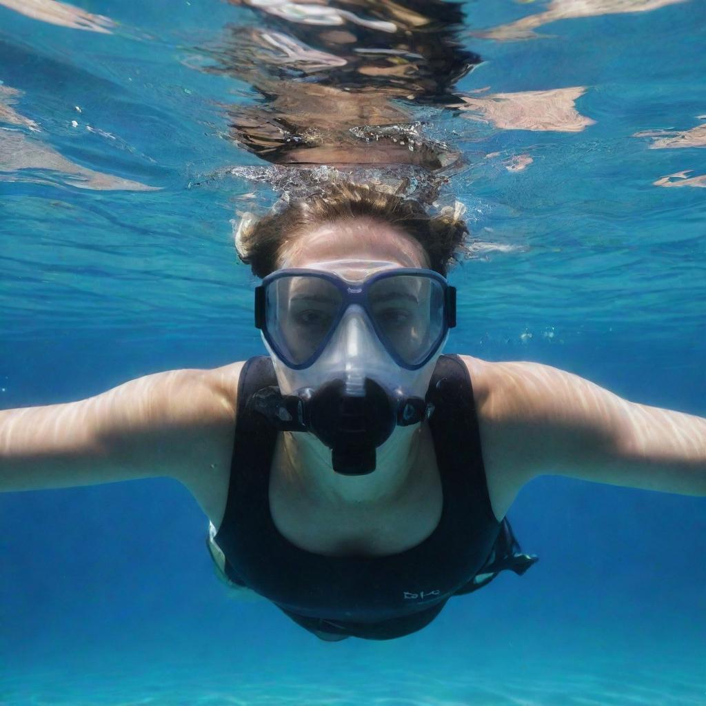 An individual attempting to breathe underwater without any assistance or equipment