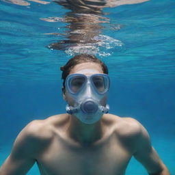 An individual attempting to breathe underwater without any assistance or equipment