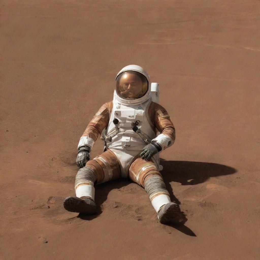 An individual attempting to breathe on the surface of Mars without any assistance or equipment