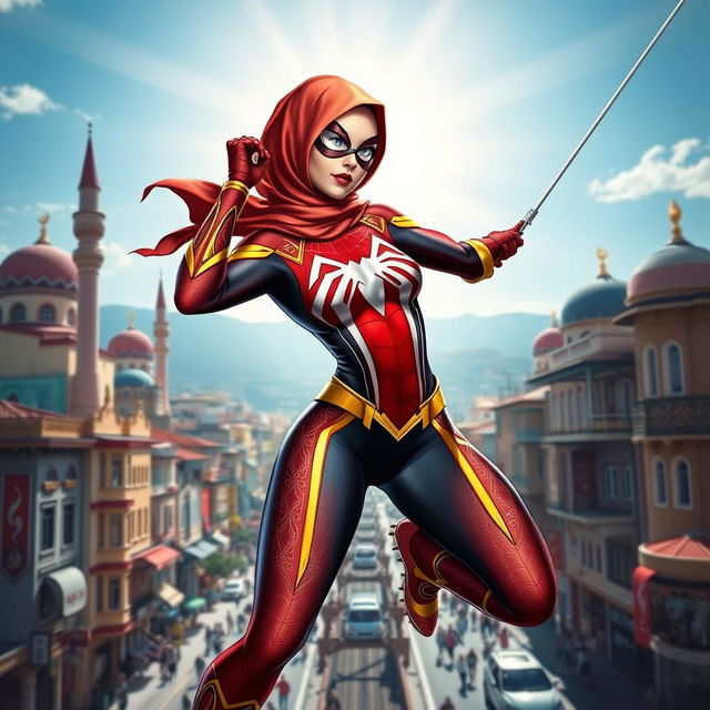 A captivating reinterpretation of Spider-Woman in a Turkish style