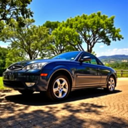 A pristine 2004 Ford Mondeo parked in a scenic outdoor setting, showcasing its sleek design and elegant contours