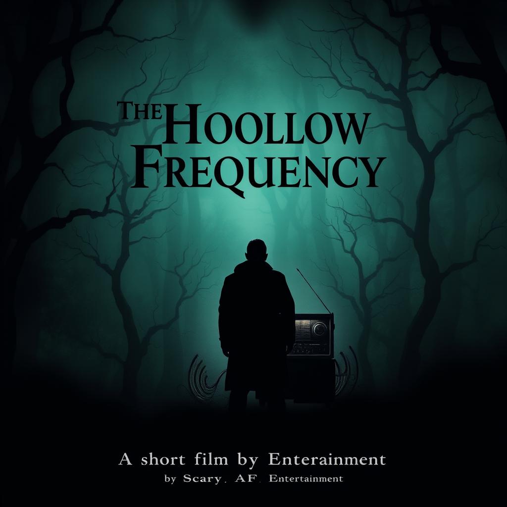 A gripping movie poster for a short film titled 'The Hollow Frequency'