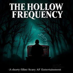 A gripping movie poster for a short film titled 'The Hollow Frequency'