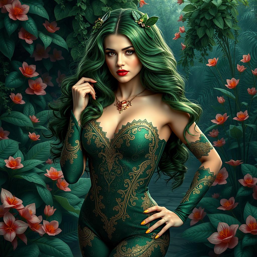 A sultry reinterpretation of Poison Ivy, embodying Turkish cultural elements