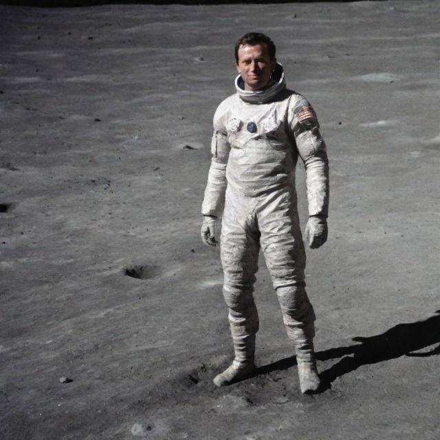 An individual on the moon without any clothes