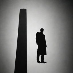 A symbolic shadow representing an identity falling from a skyscraper, symbolising anonymity in the urban environment