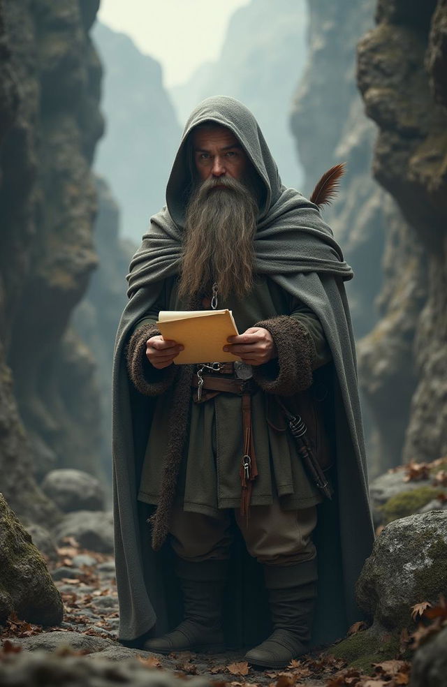 A live action hyper realistic image of Ori, a short fantasy Dwarf from The Hobbit