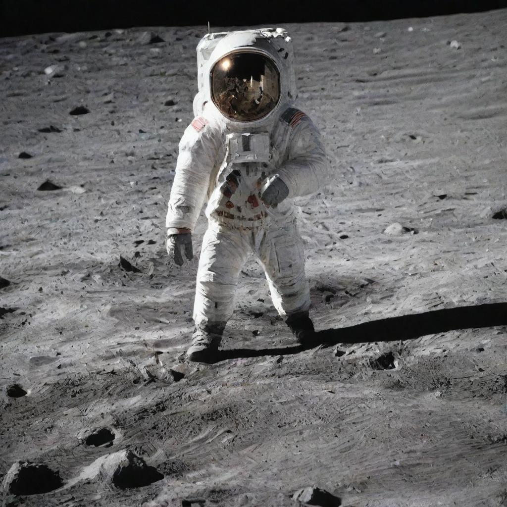 An individual on the moon without an astronaut suit