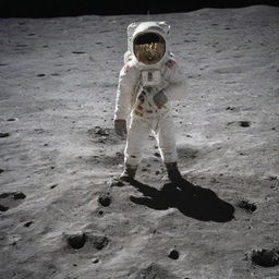 An individual on the moon without an astronaut suit