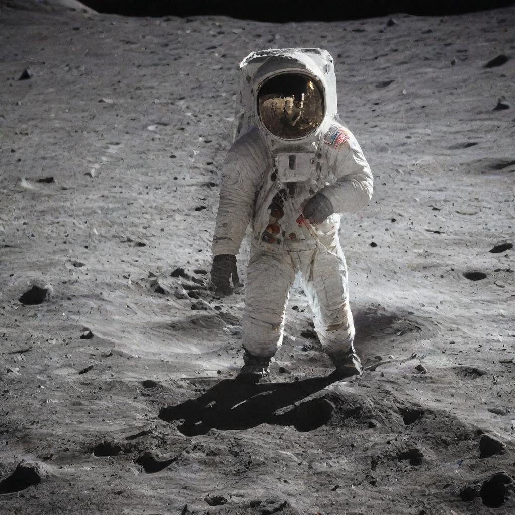 An individual on the moon without an astronaut suit