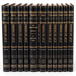 A collection of 12 classic legal-style books, each numbered and titled 'Direito de Trânsito' in Portuguese, authored by Dr