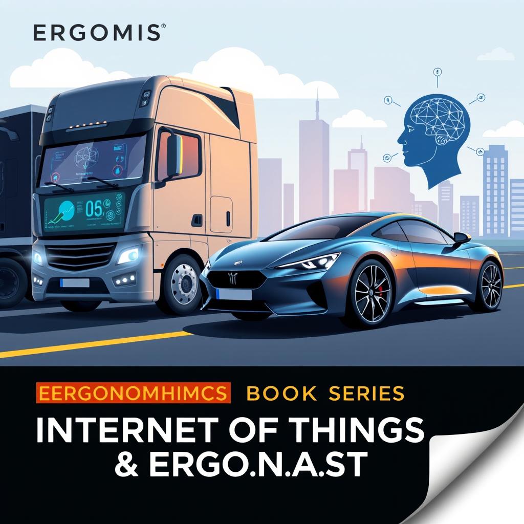 A visually striking illustration representing the Internet of Things (IoT) and ergonomics for driver safety