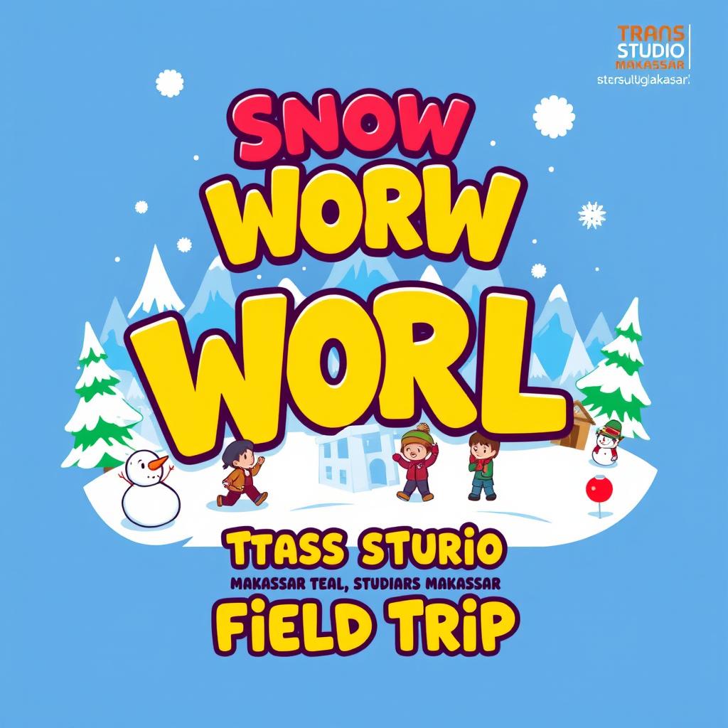 A creative t-shirt design for a field trip themed 'Snow World' at Trans Studio Makassar