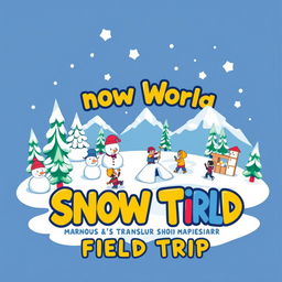 A creative t-shirt design for a field trip themed 'Snow World' at Trans Studio Makassar