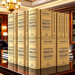 Twelve stunning 3D book covers for a law collection, each titled 'Curso de Direito de Trânsito', authored by 'DR JOSÉ RICARDO ADAM', dated '2024'