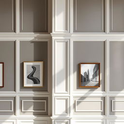 Elegant walls adorned with intricate moldings highlighting modern designs