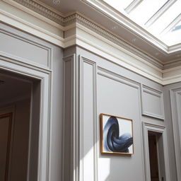 Elegant walls adorned with intricate moldings highlighting modern designs