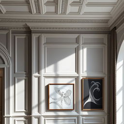 Elegant walls adorned with intricate moldings highlighting modern designs