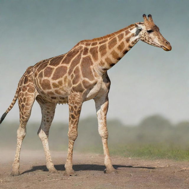 A creature that's a fusion between a crocodile and a giraffe, capturing the long neck and spot patterns of a giraffe yet features the scaly body and powerful jaws of a crocodile.