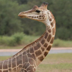 A creature that's a fusion between a crocodile and a giraffe, capturing the long neck and spot patterns of a giraffe yet features the scaly body and powerful jaws of a crocodile.