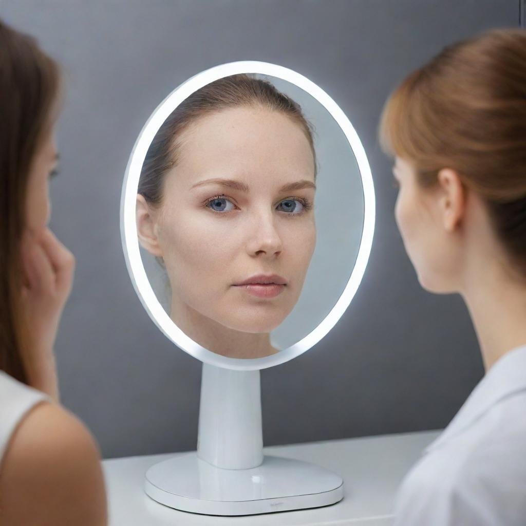 An innovative mirror with high-tech scanning abilities that precisely examines and identifies skin type.