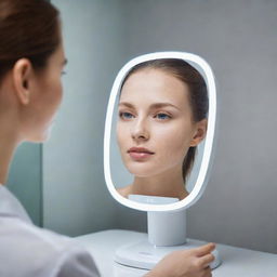 An innovative mirror with high-tech scanning abilities that precisely examines and identifies skin type.