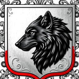 A detailed heraldic coat of arms featuring a silver (plata) shield with a bold red (vermelho) outline