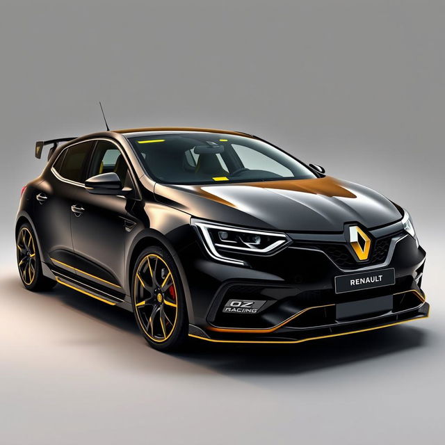 A sleek 2019 black Renault Megane with striking yellow details