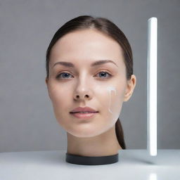 An advanced mirror utilizing cutting-edge technology to scan the user’s facial features, highlighting every detail, and digitizing the information in real-time.