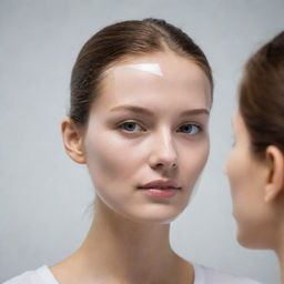 An interactive mirror with cutting-edge facial scanning technology, identifying and notifying the individual's skin type directly on its glossy surface.