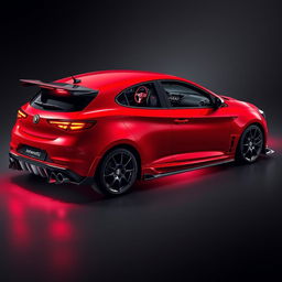 A stunning 2019 red Alfa Romeo Giulietta featuring an aggressive body kit