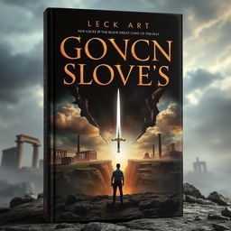 An eye-catching book cover featuring a man standing in front of a massive crack in the ground, holding a dagger that emits a faint glow in his hand