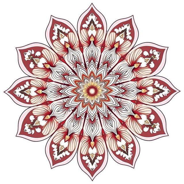 A beautifully intricate mandala flower design, featuring detailed petals with elaborate patterns and ornaments hanging delicately from each petal