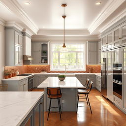 A stylish kitchen showcasing a harmonious blend of modern design and vintage charm