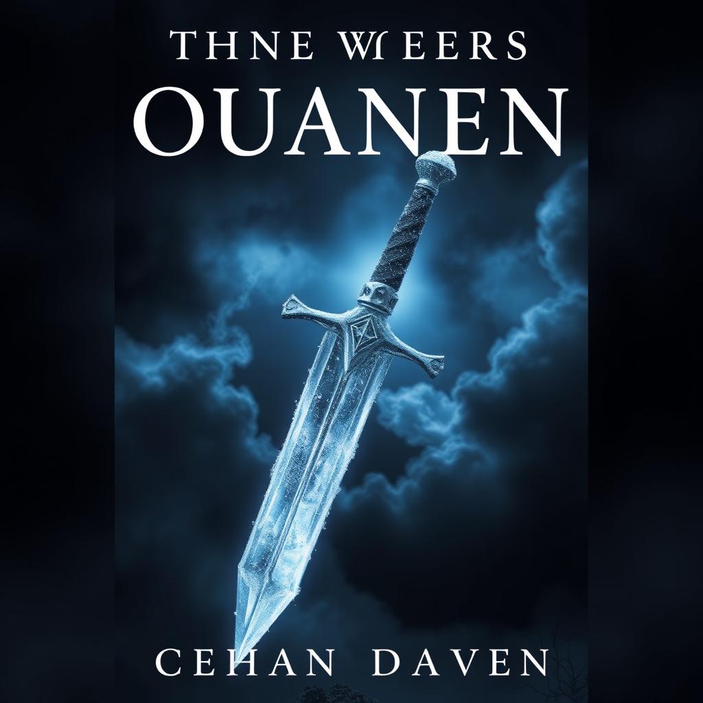 A captivating book cover featuring an icy dagger piercing through the sky, with a backdrop of deep darkness enveloping the heavens