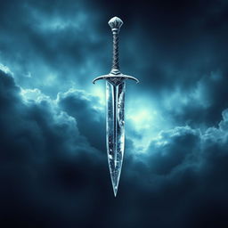 A captivating book cover featuring an icy dagger piercing through the sky, with a backdrop of deep darkness enveloping the heavens