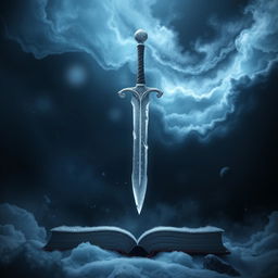 A mesmerizing book cover depicting an icy dagger seemingly slicing through the sky, with deep darkness swirling within the heavens