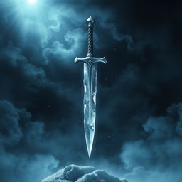 A mesmerizing book cover depicting an icy dagger seemingly slicing through the sky, with deep darkness swirling within the heavens