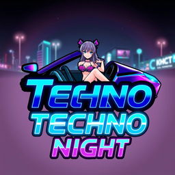 A captivating logo for a YouTube channel titled 'Techno Night'