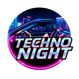 A captivating logo for a YouTube channel titled 'Techno Night'