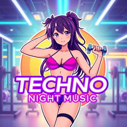 A vibrant logo for a YouTube channel called 'Techno Night Music'