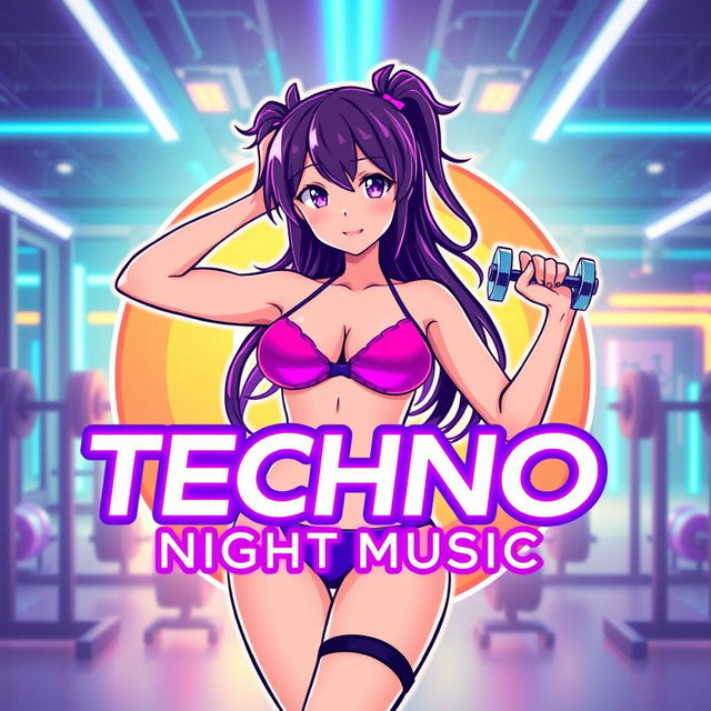 A vibrant logo for a YouTube channel called 'Techno Night Music'