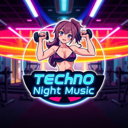 A vibrant logo for a YouTube channel called 'Techno Night Music'