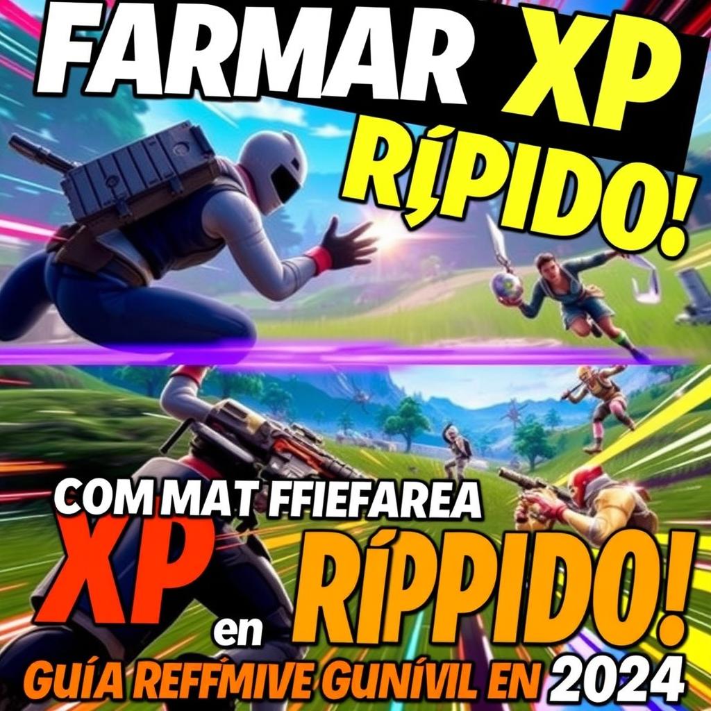 An engaging YouTube thumbnail for the video titled 'Cómo FARMAR XP RÁPIDO en Fortnite! 🚀 Guía Definitiva para Subir de Nivel en 2024'