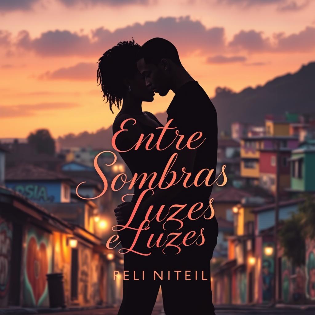 A captivating book cover design for a romance novel titled 'Entre Sombras e Luzes'